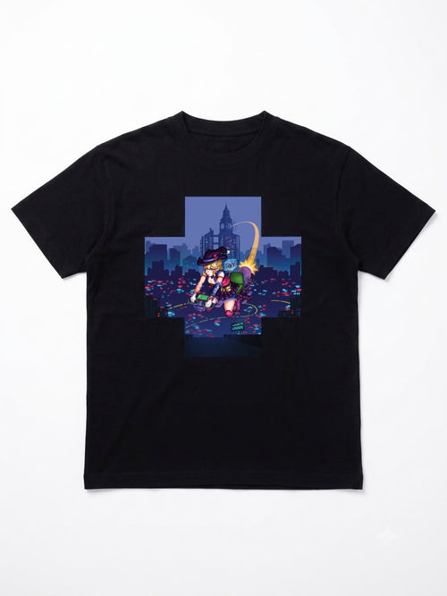 Cyberpunk Anime Witch Graphic Tee | Queen's Crown | Welcome to London | Oversized Drop Shoulder Streetwear